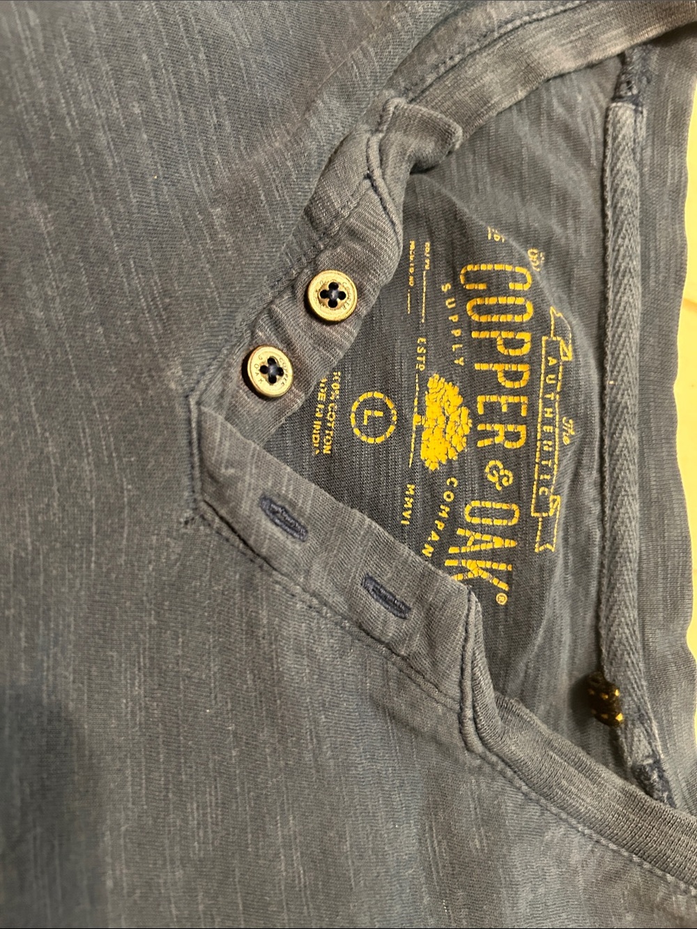 Men's Blue V-Neck Short Sleeve Henley Shirt - Picture 5 of 5
